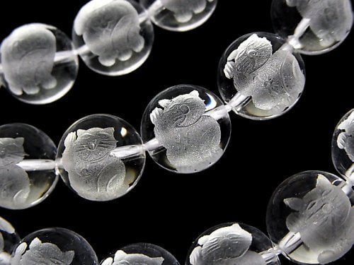 Carving, Crystal Quartz, Round Gemstone Beads