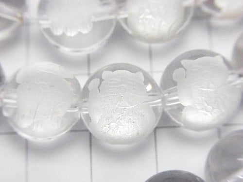 [Video] Lucky Cat Carving () Crystal AAA Round 10 mm, 12 mm, 14 mm half or 1 strand beads (aprx. 15 inch / 38 cm)