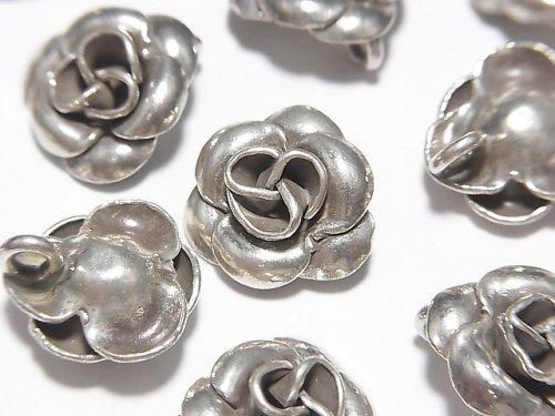 Karen Silver Rose Charm 14x14x6mm 1pc