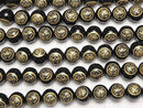Golden Carving! Kenshin Uesugi Emblem(KAMON)  Onyx AAA Round 10 mm, 12 mm 1/4 or 1strand