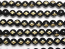 Golden Carving! Shingen Takeda Emblem(KAMON) Onyx AAA Round 10 mm, 12 mm 1/4 or 1strand