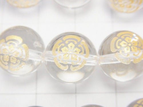 [Video] Golden Carving! Nobunaga Oda Emblem(KAMON)  Crystal AAA Round 10 mm, 12 mm 1/4 or 1strand