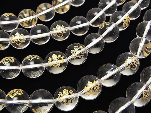 [Video] Golden Carving! Hideyoshi Toyotomi  Emblem(KAMON)  Crystal AAA Round 10 mm, 12 mm 1/4 or 1strand