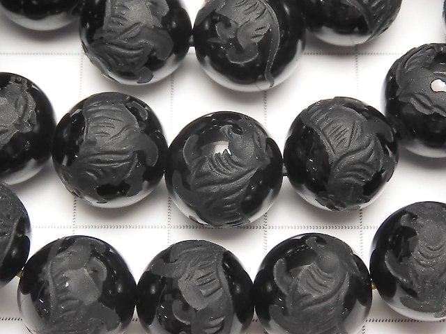 Tiger (Four Divine Beasts) Carved! Onyx AAA Round 10mm,12mm,14mm,16mm Half/Bracelet