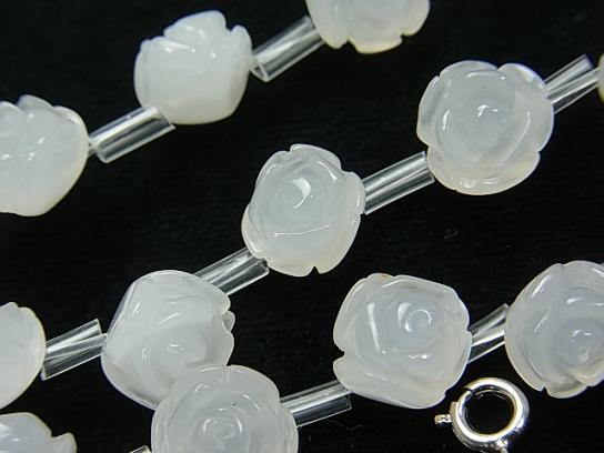 White Jade Rose [8 mm] [10 mm] [12 mm] half or 1 strand beads (aprx.15 inch / 38 cm)