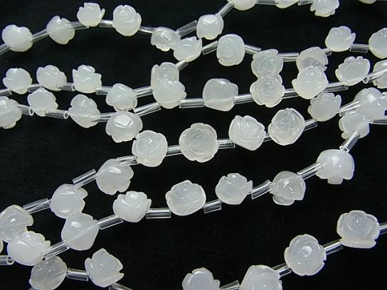 White Jade Rose [8 mm] [10 mm] [12 mm] half or 1 strand beads (aprx.15 inch / 38 cm)