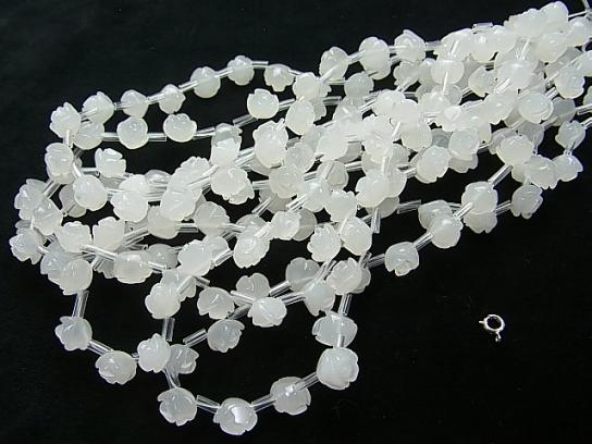 White Jade Rose [8 mm] [10 mm] [12 mm] half or 1 strand beads (aprx.15 inch / 38 cm)