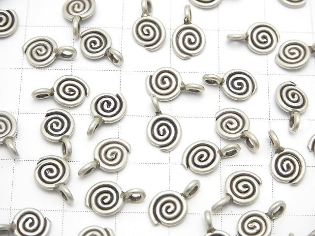 Karen Silver Swirl Coin Charm 6x6x1mm 1pc