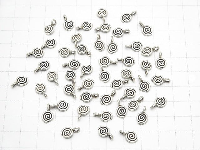 Karen Silver Swirl Coin Charm 6x6x1mm 1pc