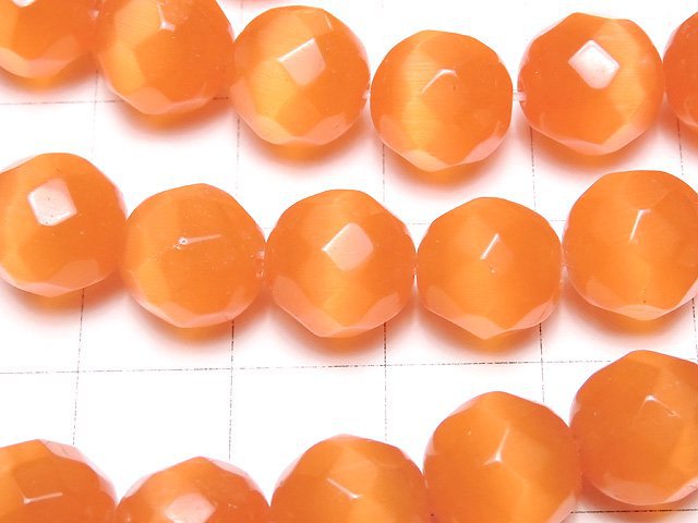 1strand $4.79! Orange Color Cat's Eye (Glass) Faceted Round 10mm 1strand beads (aprx.13inch / 33cm)