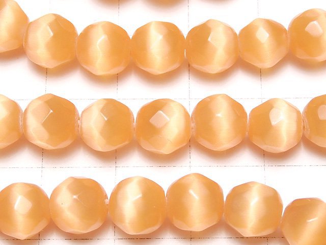 1strand $3.79! Light Orange Color Cat's Eye (Glass) 32 Faceted Round 8 mm 1strand beads (aprx.14 inch / 34 cm)