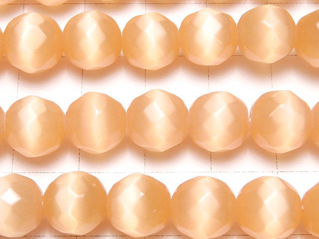 1strand $4.79! Light Orange Color Cat's Eye (Glass) Faceted Round 10mm 1strand beads (aprx.14inch / 34cm)