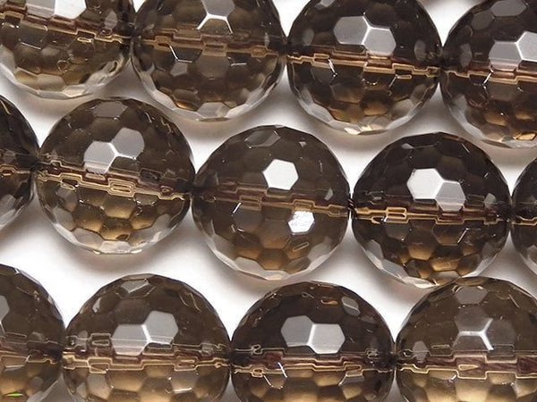 [Video]Smoky Quartz AAA 128Faceted Round 16mm 1/4 or 1strand beads (aprx.15inch/37cm)