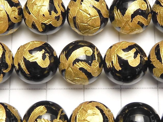 Gold! Turtle (Four Divine Beasts) Carving! Onyx AAA Round 10mm, 12mm, 14mm 1/4 or 1strand