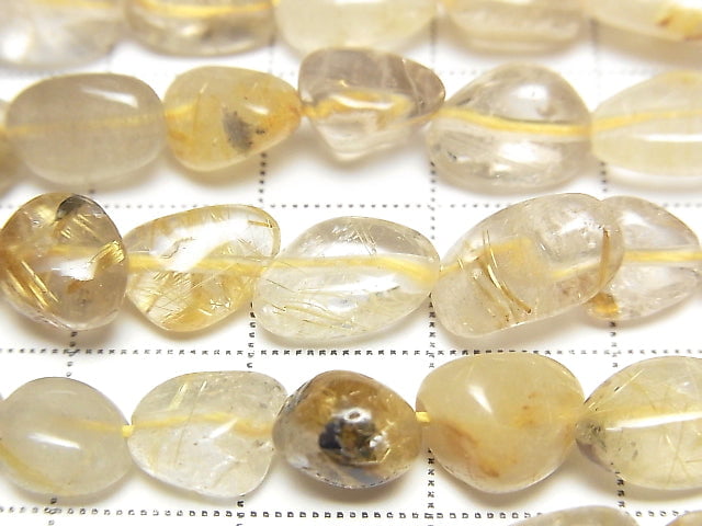 [Video]Rutilated Quartz AA Small Size Nugget 1strand beads (aprx.14inch/35cm)