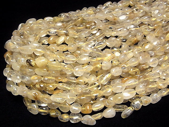 [Video]Rutilated Quartz AA Small Size Nugget 1strand beads (aprx.14inch/35cm)