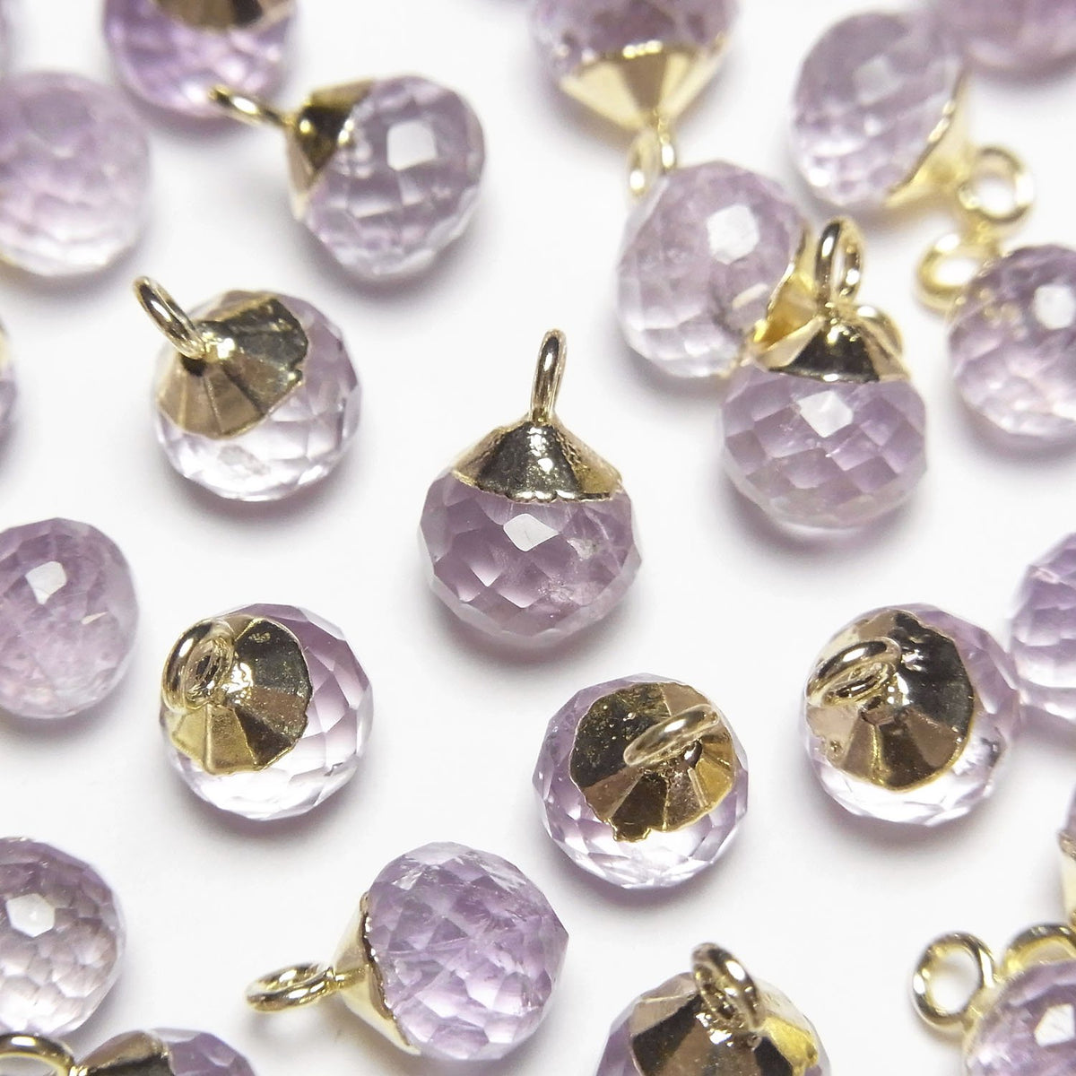 Amethyst Zwiebel Facettierte Briolette Charm Goldfarbe 2 Stück