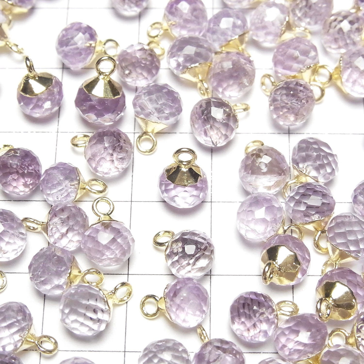 Amethyst Onion Faceted Briolette Charm Gold color 2pcs
