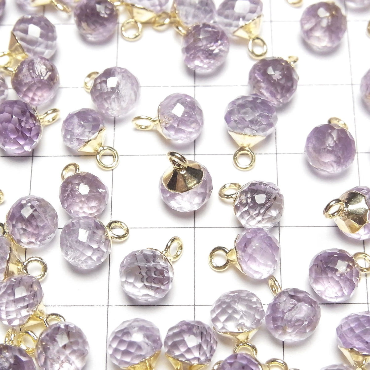 Amethyst Onion Faceted Briolette Charm Gold color 2pcs