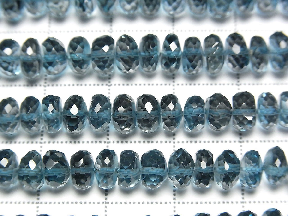 Topaze bleue de Londres de haute qualité AAA - Perles rondes à facettes demi-fil ou 1 fil (env. 9 pouces/22 cm)