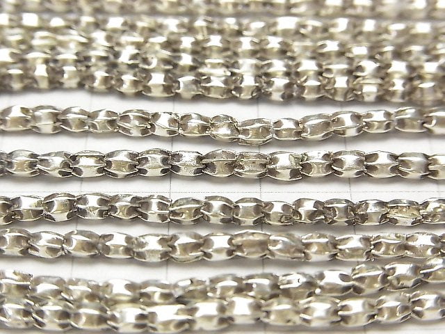 Karen Silver Line Carved Rice 3x3x3mm half or 1-strand beads (approx. 24 inches/60 cm)