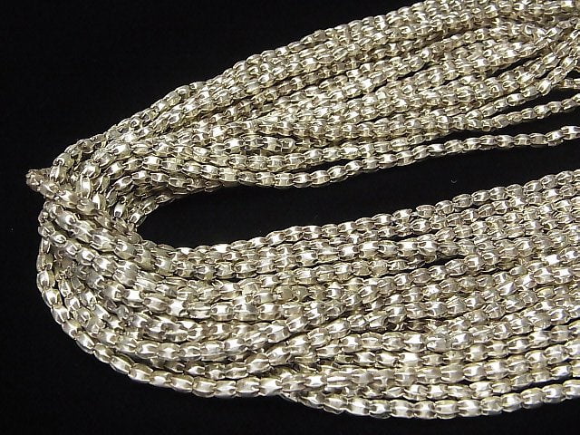 Karen Silver Line Carved Rice 3x3x3mm half or 1-strand beads (approx. 24 inches/60 cm)