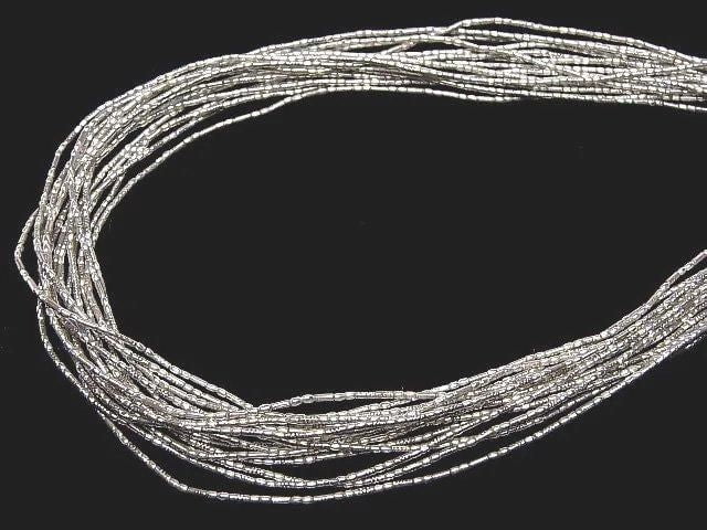 Karen silver flower pattern tube, 2.5x1x1mm half or 1-strand beads (approx. 27 inches/68 cm)