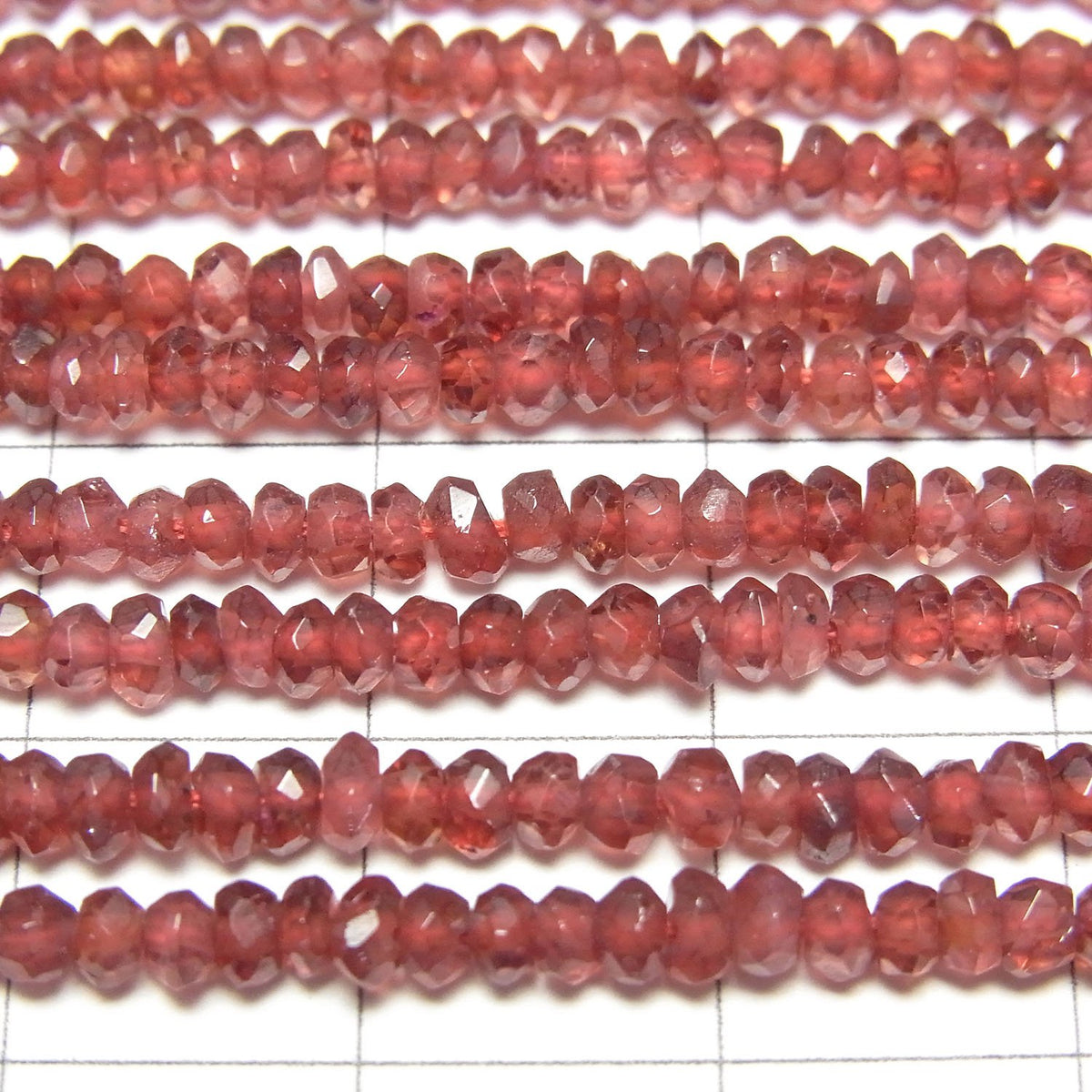 India Garnet AAA Faceted Button Rondelle 1strand beads (aprx.14inch / 34cm)