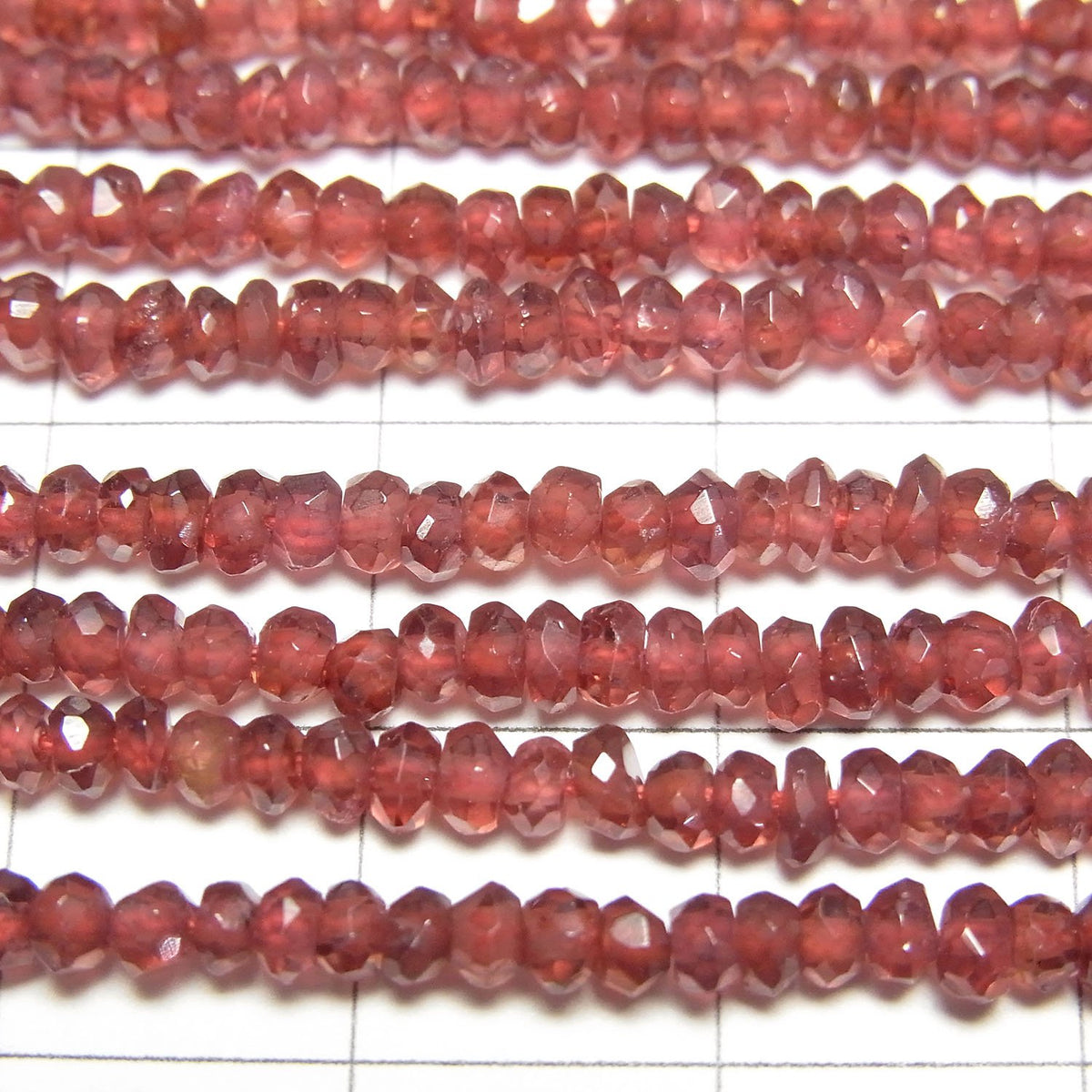 India Garnet AAA Faceted Button Rondelle 1strand beads (aprx.14inch / 34cm)
