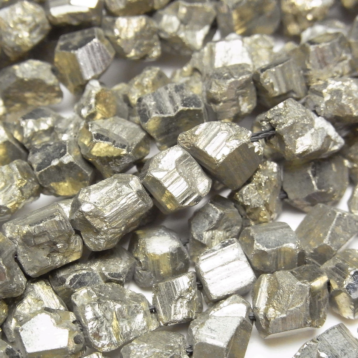 Pyrite Rough Faceted Nugget half or 1strand beads (aprx.13inch/32cm)