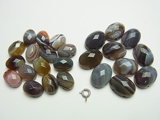 Botswana Agate [two holes] Oval Faceted Cabochon [14 x 10] [18 x 13] 2 pcs $2.79