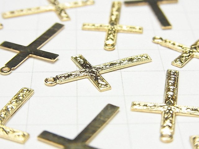 14KGF Cross Charm 25.5x15mm 1pc