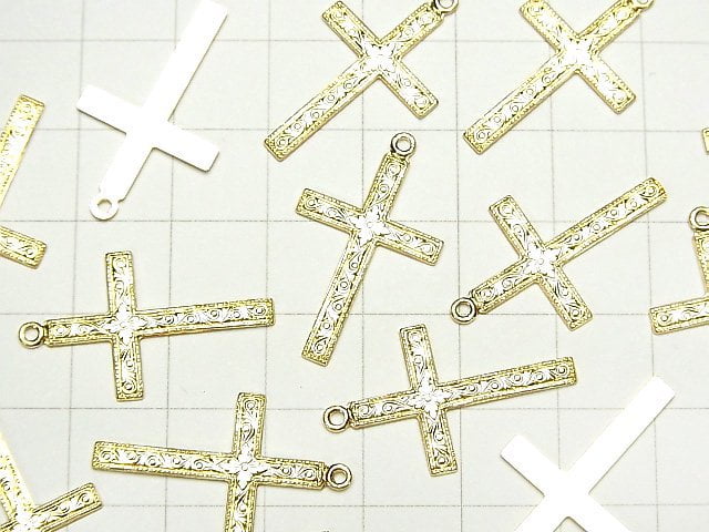 14KGF Cross Charm 25.5x15mm 1pc