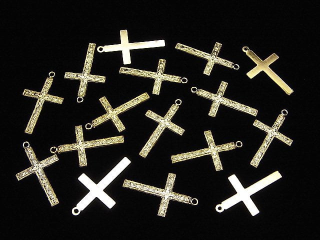 14KGF Cross Charm 25.5x15mm 1pc