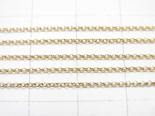 [18K Yellow Gold] Rolo Chain Necklace with 1 Bead (approx. 16 inch/40 cm)