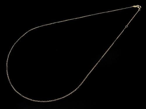 [18K Yellow Gold] Rolo Chain Necklace with 1 Bead (approx. 16 inch/40 cm)