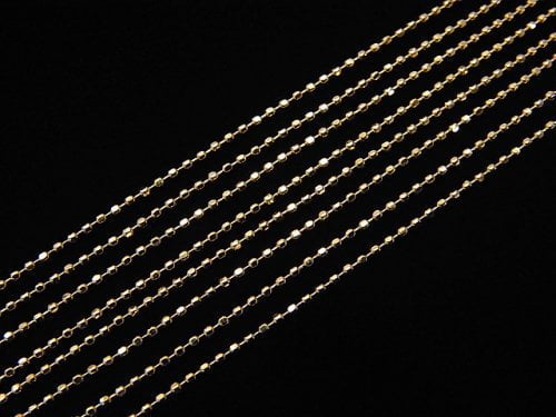 [18K Yellow Gold] Cut ball chain necklace 1pc beads (aprx.16inch/40cm)