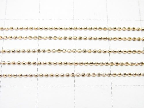 [18K Yellow Gold] Cut ball chain necklace 1pc beads (aprx.16inch/40cm)