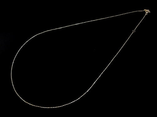 [18K Yellow Gold] Cut Ball Chain Necklace, 1pc Beads (approx. 16 inches/40 cm)