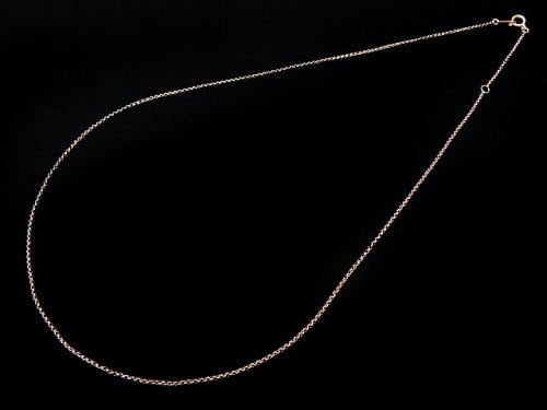 18K PG Necklace Rolo chain 1pc beads (aprx.16inch / 40cm)