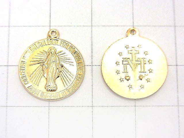 14KGF Charm 17x15mm Miraculous Medal 1pc