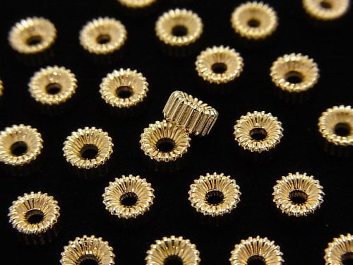 14KGF Line Carved Roundel (Corrugated) [3mm] [4mm] [5mm] [6mm] 5pcs