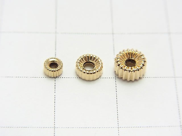 14KGF Line Carved Roundel (Corrugated) [3mm] [4mm] [5mm] [6mm] 5pcs