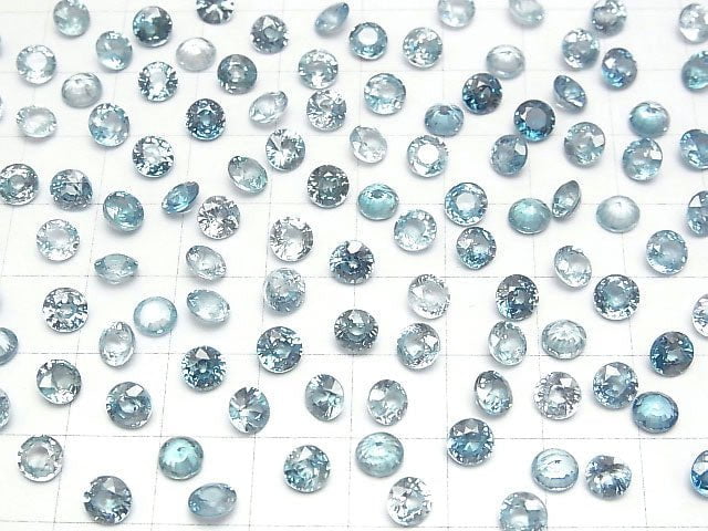 [Video]High Quality Natural Blue Zircon AAA Loose stone Round Faceted 5x5mm 2pcs