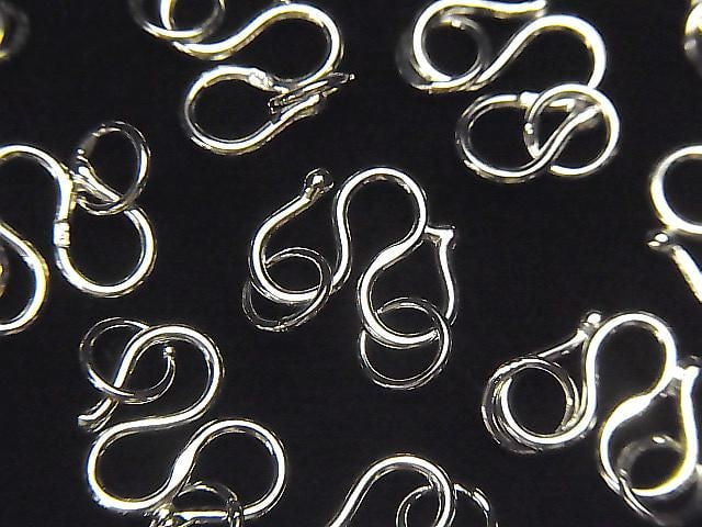 W Hook 8mm,9mm,10mm Rhodium Plated 2pcs with Silver925 Jump Ring