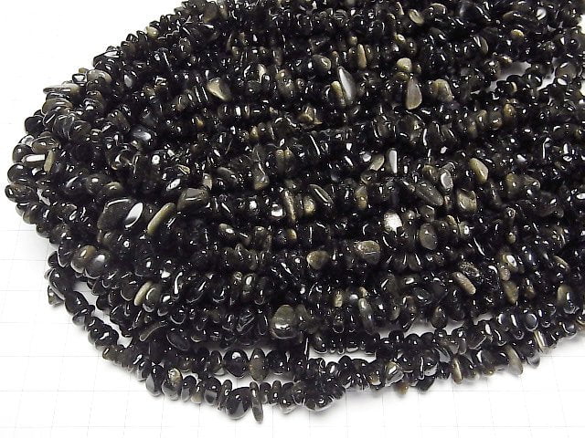 Golden Obsidian Chips (Small Nugget) 1 strand beads (aprx.31inch/78cm)