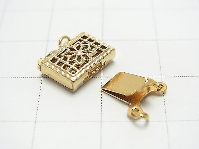 14KGF Clasp Square 11.5 x 10.5 x 3.5 [For 2 strands] 1 pc