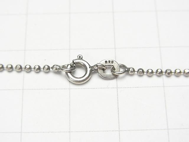 Silver 925 Cut Ball Chain 1.5mm Oxidized Finish [38cm][40cm][45cm] Necklace 1pc