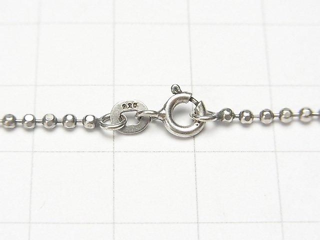 Silver 925 Cut Ball Chain 1.8mm Oxidized Finish [38cm][40cm][45cm] Necklace 1pc