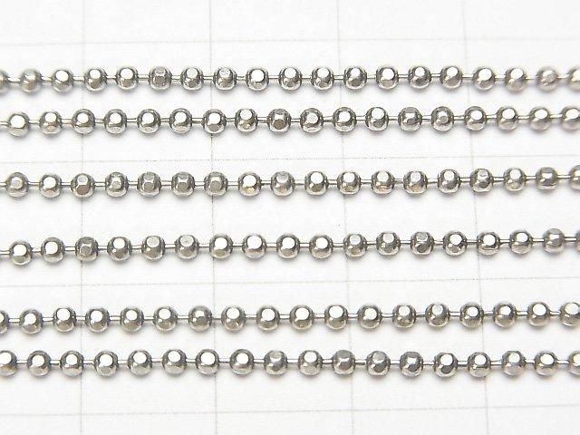 Silver 925 Cut Ball Chain 1.8mm Oxidized Finish [38cm][40cm][45cm] Necklace 1pc